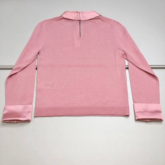 Alice + Olivia Porla Stretch Wool Collared Sweater In Rose Tea Size L NWT - Picture 11 of 11